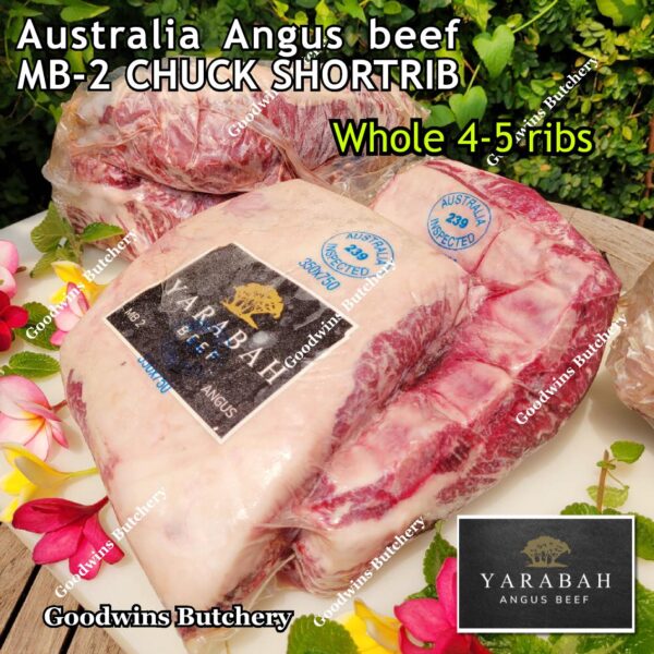 Beef rib shortrib ANGUS CHUCK SHORT RIB 3-4 ribs Australia marbling MB-2 frozen Australia YARABAH for roast grill smoke galbi bulgogi iga sapi konro