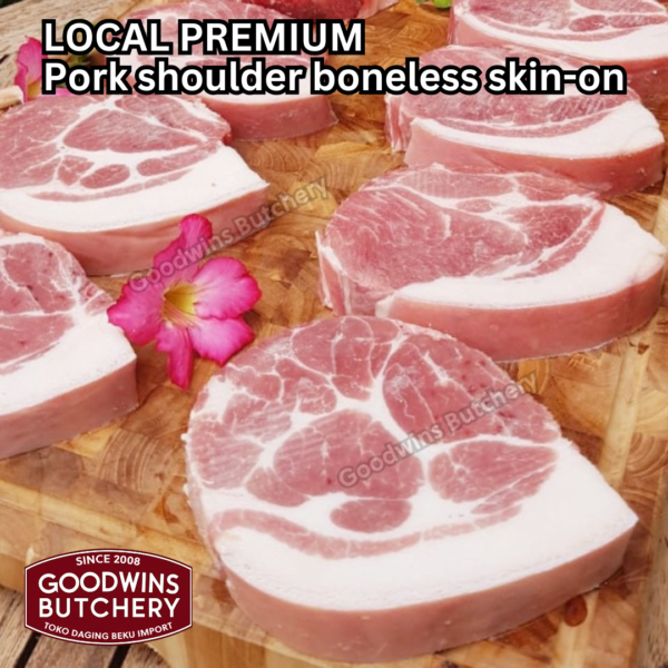 Pork shoulder boneless skin on local premium STEAK CUTS kapsim babi tanpa tulang berkulit beku collar boston butt frozen - Image 11