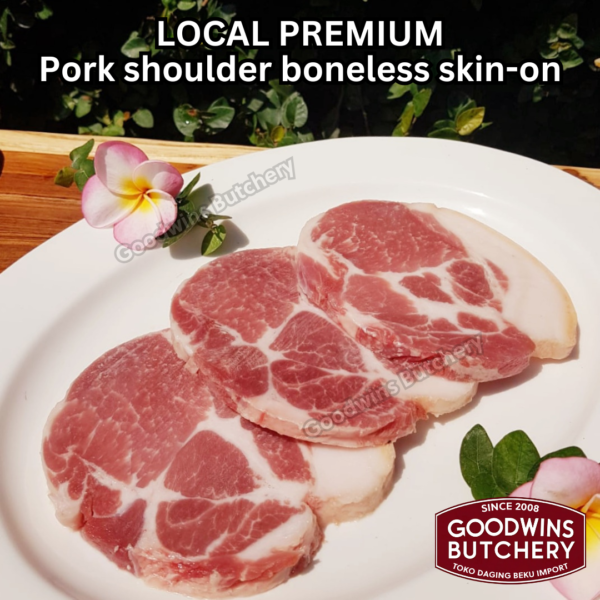 Pork shoulder boneless skin on local premium STEAK CUTS kapsim babi tanpa tulang berkulit beku collar boston butt frozen - Image 6