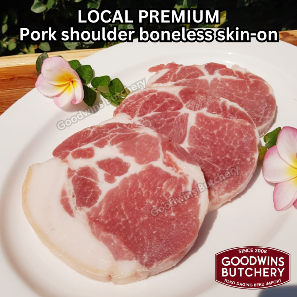 Pork shoulder boneless skin on local premium STEAK CUTS kapsim babi tanpa tulang berkulit beku collar boston butt frozen - Image 5