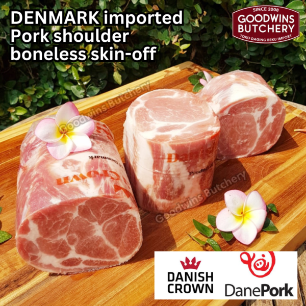 Pork shoulder boneless skin off FRESHLY SLICED import Denmark Danish Crown Dane Pork Spain Coren kapsim babi tanpa tulang-kulit IRIS DADAKAN beku collar boston butt frozen - Image 3