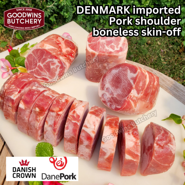 600g 3pcs pork Kapsim SHOULDER BONELESS SKIN OFF DANISH CROWN Denmark