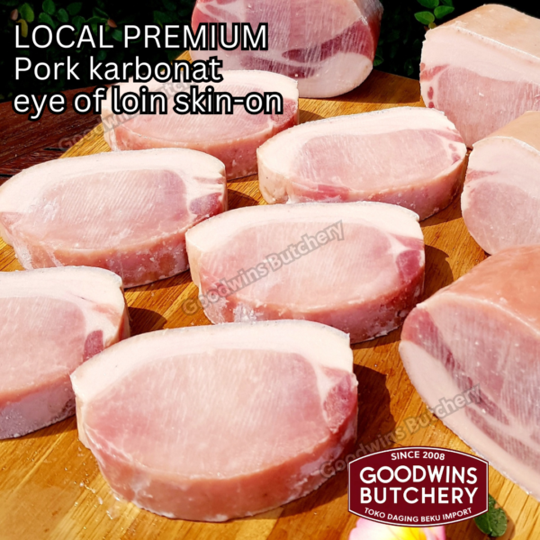 Pork eye of loin skin on local premium STEAK CUTS karbonat babi berkulit beku frozen 1kg - Image 2