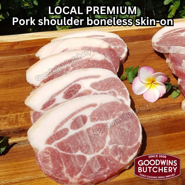 Pork shoulder boneless skin on local premium STEAK CUTS kapsim babi tanpa tulang berkulit beku collar boston butt frozen - Image 13