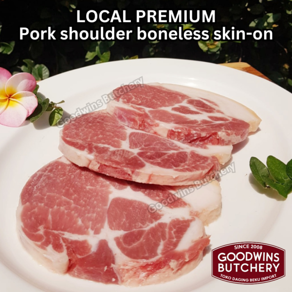 Pork shoulder boneless skin on local premium STEAK CUTS kapsim babi tanpa tulang berkulit beku collar boston butt frozen - Image 12