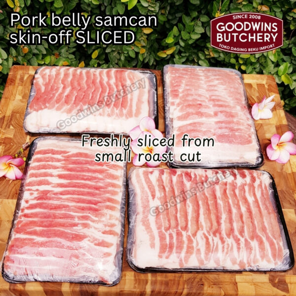 Pork belly skin off import FRESHLY SLICE TO ORDER 1.5kg Denmark DANISH CROWN perut samcan babi tanpa kulit beku frozen DIIRIS DADAKAN - Image 2