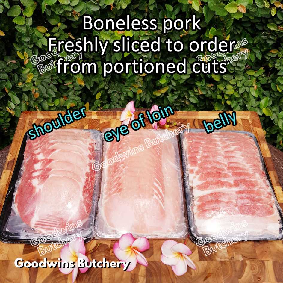 Pork shoulder boneless skin off Local Premium FRESHLY SLICED 1kg | kapsim babi collar boston-butt frozen - Image 24