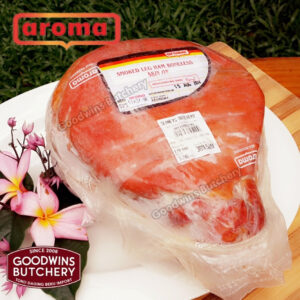 Aroma Bali All pork SLICED HAM & SALAMI Frozen HAM SMOKED LEG S/ON WHOLE 4.5kg