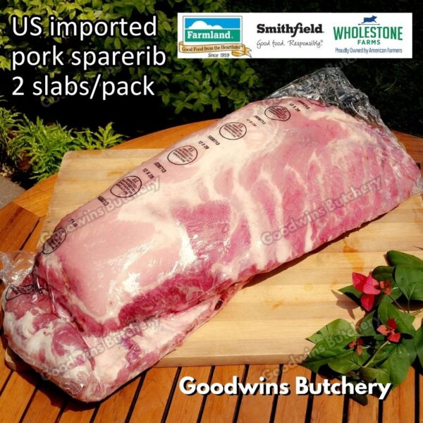 Pork sparerib imported baikut tulang iga babi US berkshire Smithfield Virginia frozen spare rib 2 slabs/pack
