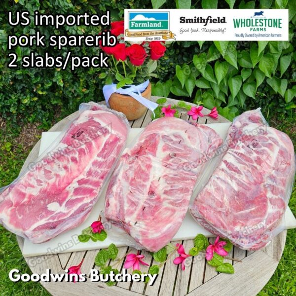 Pork sparerib imported baikut tulang iga babi US berkshire Smithfield Virginia frozen spare rib 2 slabs/pack - Image 2