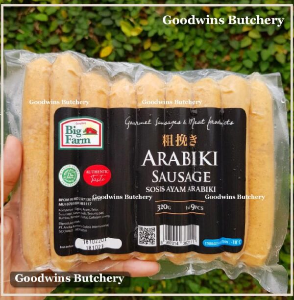 Chicken arabiki sausage Big Farm frozen sosis ayam 9pcs 320g BigFarm