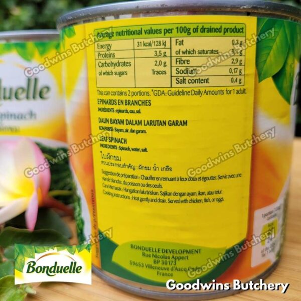 Bonduelle SPINACH LEAF France imported EPINARDS EN BRANCHES daun bayam 400gr - Image 2