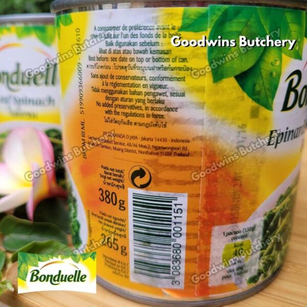 Bonduelle SPINACH LEAF France imported EPINARDS EN BRANCHES daun bayam 400gr - Image 3