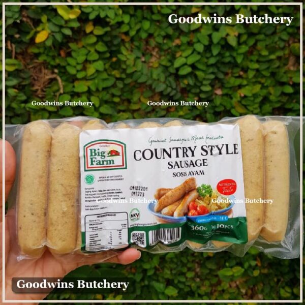 Chicken sausage country style Big Farm frozen sosis ayam 10pcs 360g BigFarm