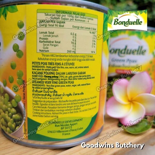 Bonduelle GREEN PEAS VERY FINE France imported PETITS POLS kacang polong 400gr - Image 3