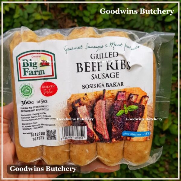 Grilled beef ribs sausage Big Farm frozen sosis daging iga sapi frozen 5pcs 360g BigFarm