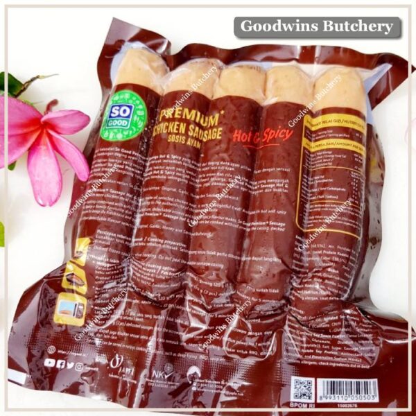 SoGood chicken sausage premium hot spicy frozen 6" 15cm 5pcs 300g sosis ayam So Good Food - Image 3