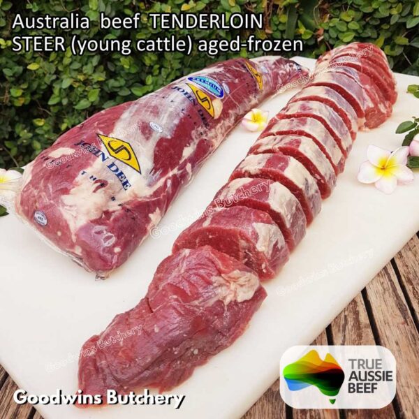 Beef TENDERLOIN Australia STEER (young cattle) AGED-FROZEN WHOLE CUTS +/- 2.3 kg/pc eye fillet mignon Kilcoy AMH John-Dee daging sapi import has dalam - Image 24