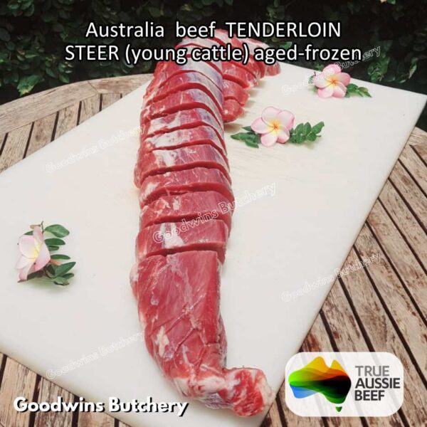 Beef TENDERLOIN Australia STEER (young cattle) AGED-FROZEN WHOLE CUTS +/- 2.3 kg/pc eye fillet mignon Kilcoy AMH John-Dee daging sapi import has dalam - Image 22