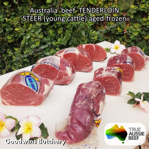 Beef TENDERLOIN Australia STEER (young cattle) AGED-FROZEN WHOLE CUTS +/- 2.3 kg/pc eye fillet mignon Kilcoy AMH John-Dee daging sapi import has dalam - Image 15