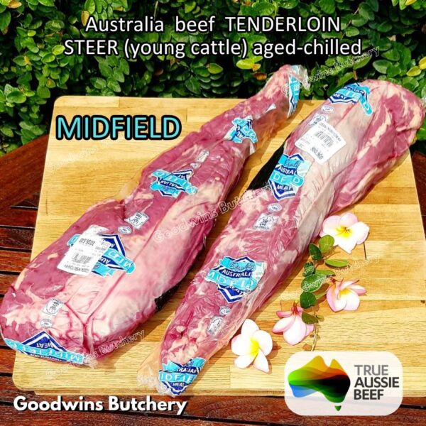 Beef TENDERLOIN Australia STEER (young cattle) AGED-CHILLED whole cuts 2.2 kg/pc eye fillet mignon Australia Harvey Midfield Teys NZ Taylor-Preston daging sapi import has dalam - Image 2