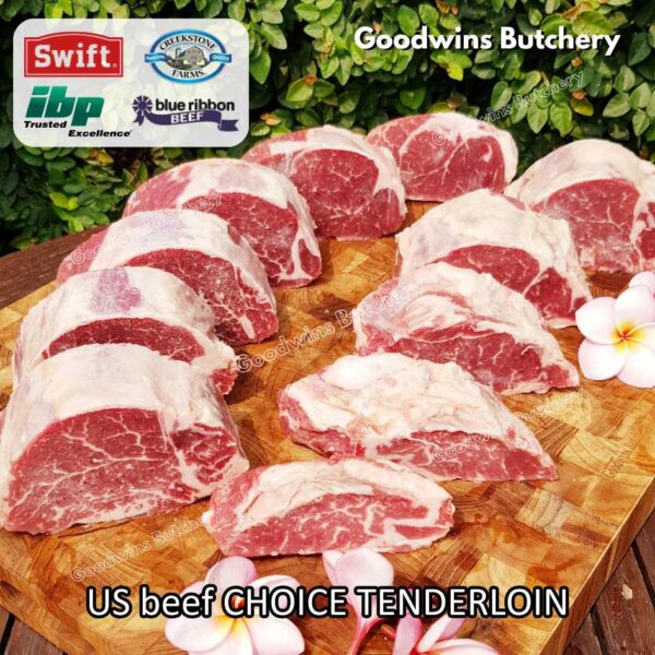 Beef TENDERLOIN CHOICE USDA eye fillet mignon Swift IBP BlueRibbon CreekStone daging sapi import has dalam WHOLE 3.5kg CUT AS STEAKS (PREORDER 2-3 days notice) - Image 22