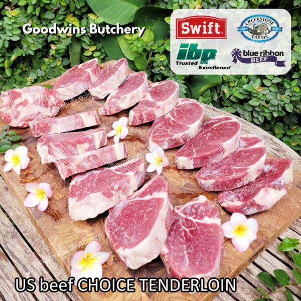 Beef TENDERLOIN CHOICE USDA eye fillet mignon Swift IBP BlueRibbon CreekStone daging sapi import has dalam WHOLE 3.5kg CUT AS STEAKS (PREORDER 2-3 days notice) - Image 18