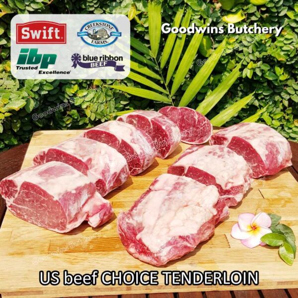Beef TENDERLOIN CHOICE USDA eye fillet mignon Swift IBP BlueRibbon CreekStone daging sapi import has dalam WHOLE 3.5kg CUT AS STEAKS (PREORDER 2-3 days notice) - Image 5