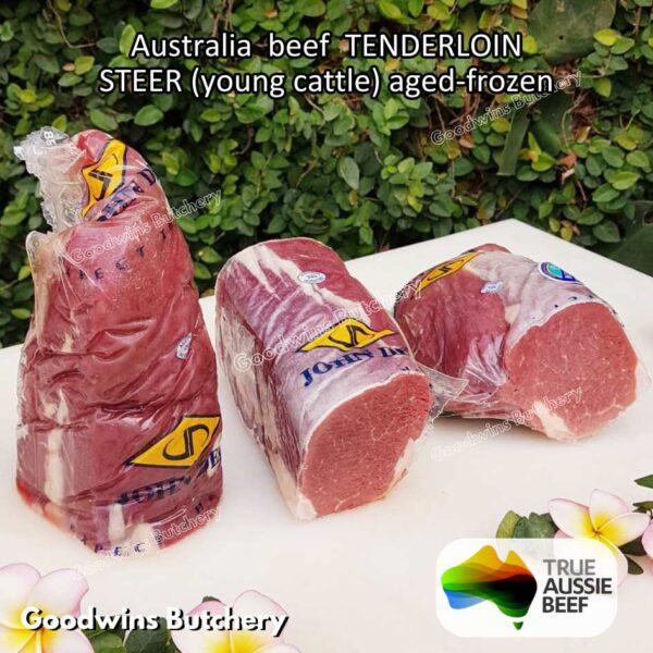 Beef TENDERLOIN Australia STEER (young cattle) AGED-FROZEN WHOLE CUTS +/- 2.3 kg/pc eye fillet mignon Kilcoy AMH John-Dee daging sapi import has dalam - Image 10