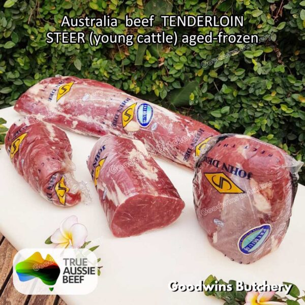 Beef TENDERLOIN Australia STEER (young cattle) AGED-FROZEN WHOLE CUTS +/- 2.3 kg/pc eye fillet mignon Kilcoy AMH John-Dee daging sapi import has dalam - Image 9