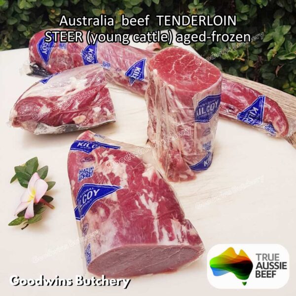 Beef TENDERLOIN Australia STEER (young cattle) AGED-FROZEN WHOLE CUTS +/- 2.3 kg/pc eye fillet mignon Kilcoy AMH John-Dee daging sapi import has dalam - Image 8