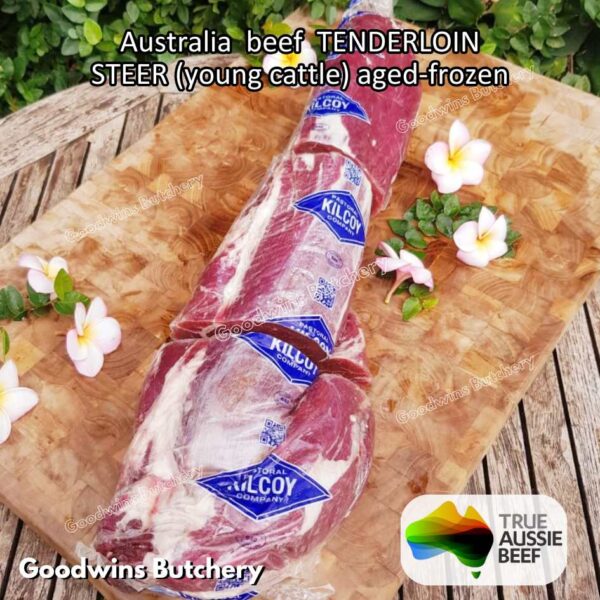 Beef TENDERLOIN Australia STEER (young cattle) AGED-FROZEN WHOLE CUTS +/- 2.3 kg/pc eye fillet mignon Kilcoy AMH John-Dee daging sapi import has dalam - Image 6