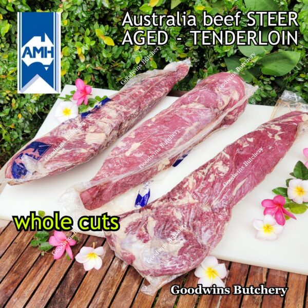 Beef TENDERLOIN Australia STEER (young cattle) AGED-FROZEN WHOLE CUTS +/- 2.3 kg/pc eye fillet mignon Kilcoy AMH John-Dee daging sapi import has dalam - Image 5