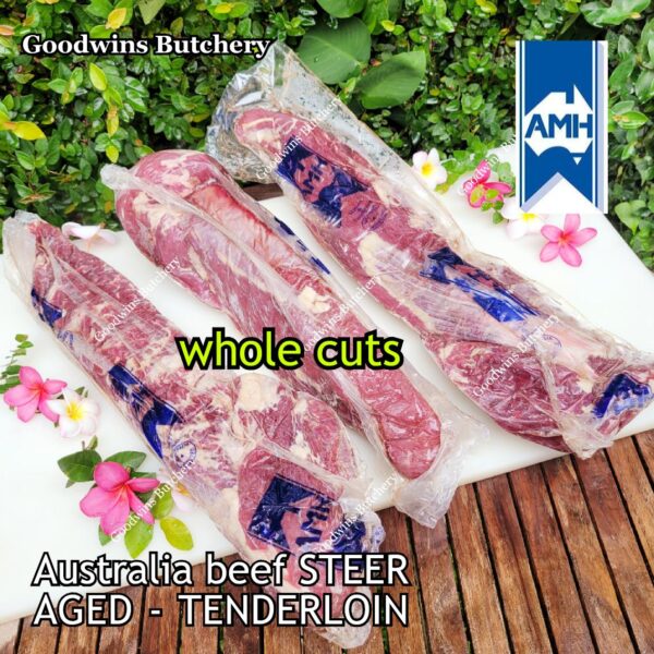 Beef TENDERLOIN Australia STEER (young cattle) AGED-FROZEN WHOLE CUTS +/- 2.3 kg/pc eye fillet mignon Kilcoy AMH John-Dee daging sapi import has dalam - Image 3