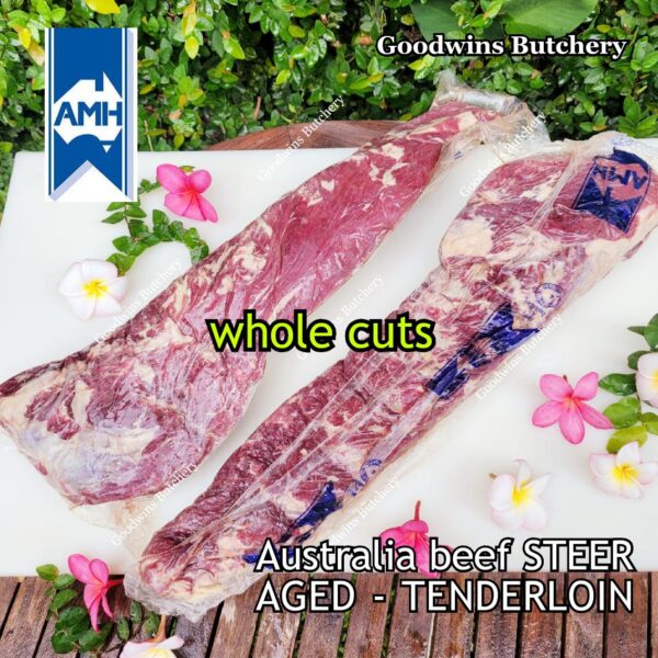 Beef TENDERLOIN Australia STEER (young cattle) AGED-FROZEN WHOLE CUTS +/- 2.3 kg/pc eye fillet mignon Kilcoy AMH John-Dee daging sapi import has dalam - Image 2
