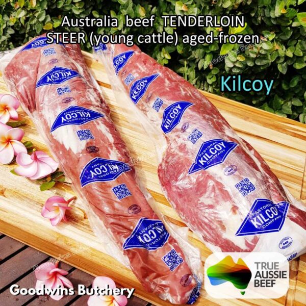 Beef TENDERLOIN Australia STEER (young cattle) AGED-FROZEN WHOLE CUTS +/- 2.3 kg/pc eye fillet mignon Kilcoy AMH John-Dee daging sapi import has dalam - Image 28