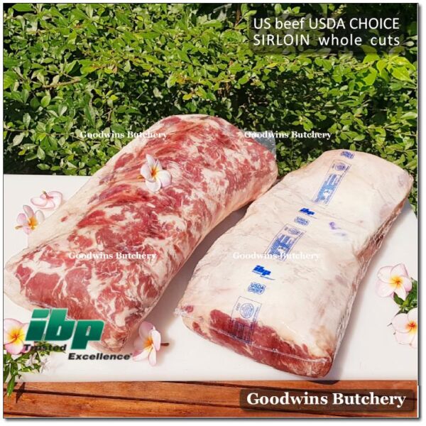 Beef SIRLOIN US CHOICE frozen whole cuts USDA Swift IBP BlueRibbon Nebraska daging sapi has luar Striploin New York strip