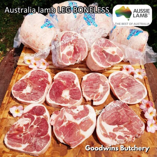 Lamb LEG BONELESS steak cuts Australia Wammco Midfield McHerd WhiteStripe Junee | kaki domba muda tanpa tulang frozen