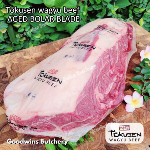 Wagyu beef Tokusen BOLAR BLADE marbling MBS-5 aged chilled/frozen daging sapi sampil WHOLE CUTS