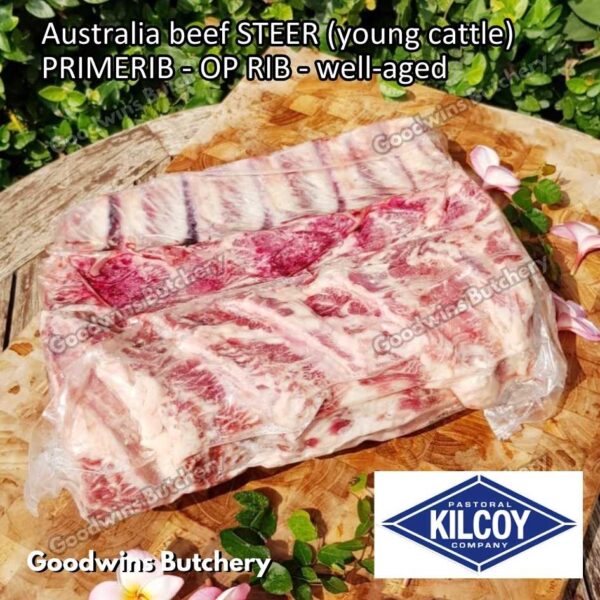 Beef PRIMERIB OP RIB (Oven Prepared) aged-frozen PORTIONED 1-3 ribs Australia STEER (young cattle) Kilcoy Blue Diamond Prime Rib - Image 49
