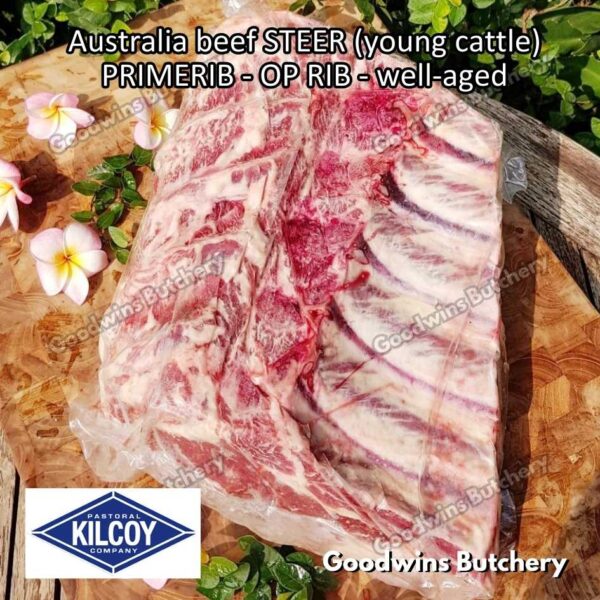 Beef PRIMERIB OP RIB (Oven Prepared) aged-frozen PORTIONED 1-3 ribs Australia STEER (young cattle) Kilcoy Blue Diamond Prime Rib - Image 48
