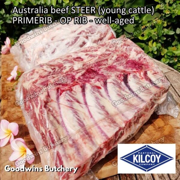 Beef PRIMERIB OP RIB (Oven Prepared) aged-frozen PORTIONED 1-3 ribs Australia STEER (young cattle) Kilcoy Blue Diamond Prime Rib - Image 46