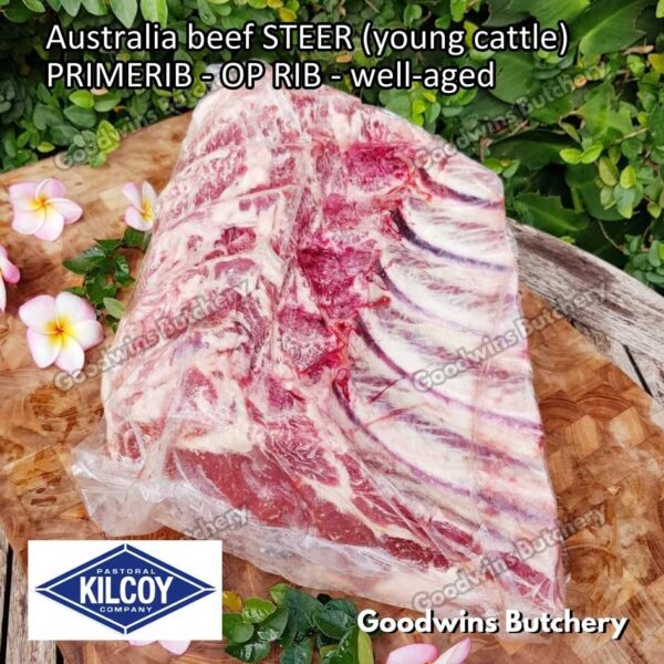 Beef PRIMERIB OP RIB (Oven Prepared) aged-frozen PORTIONED 1-3 ribs Australia STEER (young cattle) Kilcoy Blue Diamond Prime Rib - Image 45
