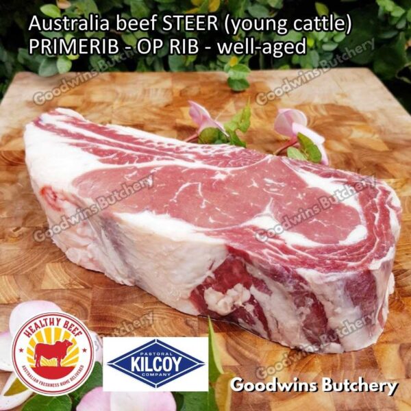 Beef PRIMERIB OP RIB (Oven Prepared) aged-frozen PORTIONED 1-3 ribs Australia STEER (young cattle) Kilcoy Blue Diamond Prime Rib - Image 35