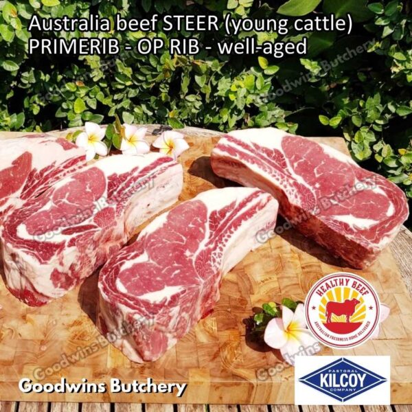 Beef PRIMERIB OP RIB (Oven Prepared) aged-frozen PORTIONED 1-3 ribs Australia STEER (young cattle) Kilcoy Blue Diamond Prime Rib - Image 10