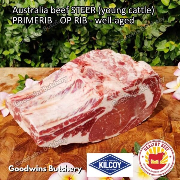 Beef PRIMERIB OP RIB (Oven Prepared) aged-frozen PORTIONED 1-3 ribs Australia STEER (young cattle) Kilcoy Blue Diamond Prime Rib - Image 32