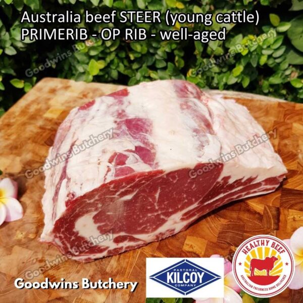 Beef PRIMERIB OP RIB (Oven Prepared) aged-frozen PORTIONED 1-3 ribs Australia STEER (young cattle) Kilcoy Blue Diamond Prime Rib - Image 29