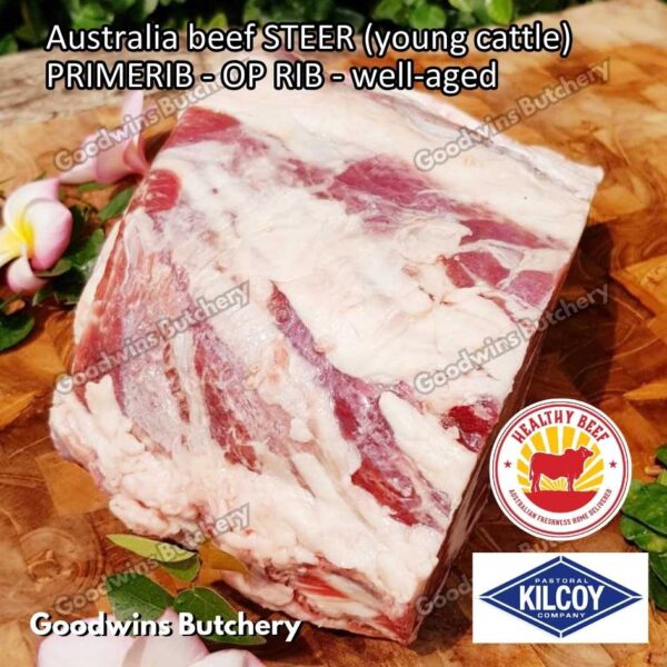 Beef PRIMERIB OP RIB (Oven Prepared) aged-frozen PORTIONED 1-3 ribs Australia STEER (young cattle) Kilcoy Blue Diamond Prime Rib - Image 26