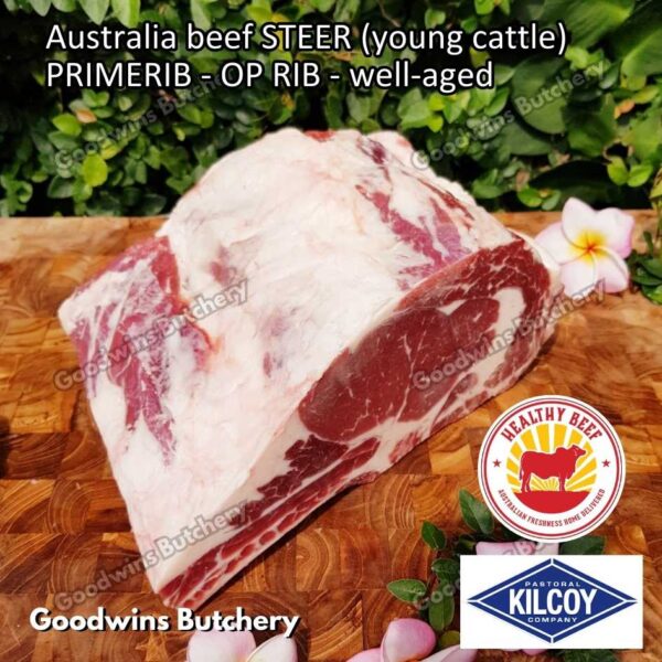 Beef PRIMERIB OP RIB (Oven Prepared) aged-frozen PORTIONED 1-3 ribs Australia STEER (young cattle) Kilcoy Blue Diamond Prime Rib - Image 24