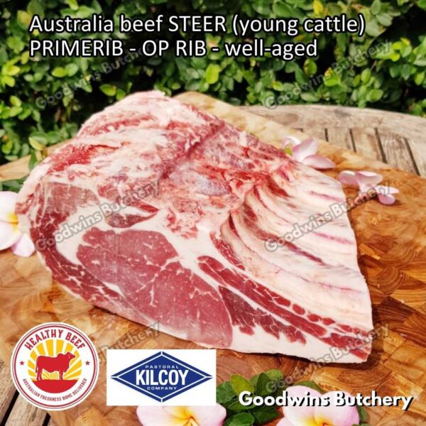 Beef PRIMERIB OP RIB (Oven Prepared) aged-frozen PORTIONED 1-3 ribs Australia STEER (young cattle) Kilcoy Blue Diamond Prime Rib - Image 23
